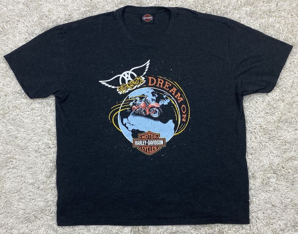 Harley-Davidson Aerosmith Dream On T-Shirt Men's 3XL Black Motorcycle Graphic